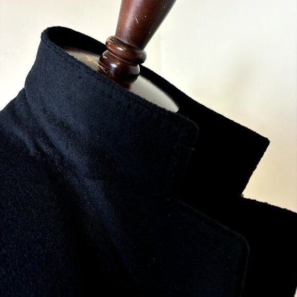 Bespoke Mr. Divine Size 44 Men's Black Pure Cashmere Hand Tailored Overcoat - Picture 4 of 8